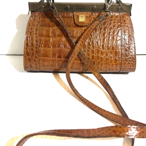 Cuir veritable guy hi Brown Crocodile Leather Handbag - Picture 11 of 11